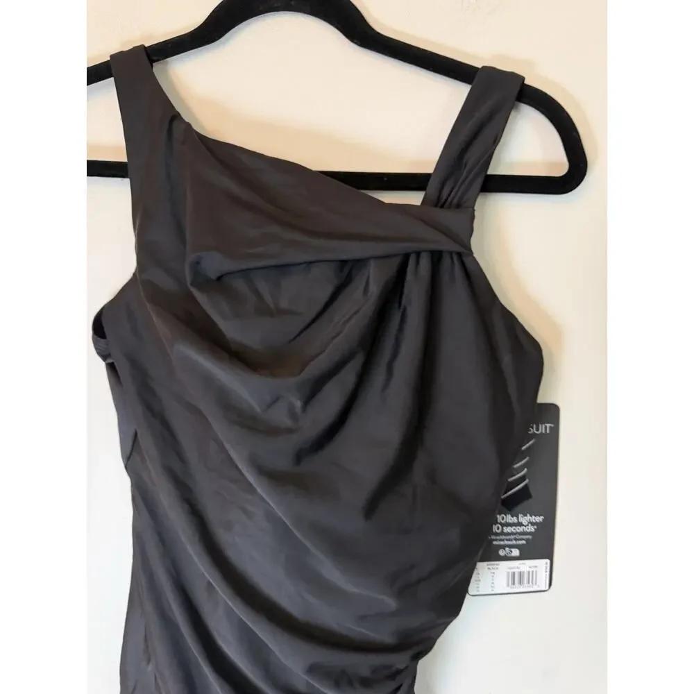 New Miraclesuit Rock Solid Avra Underwire One-Piece Swimsuit Black 14 NWT $180